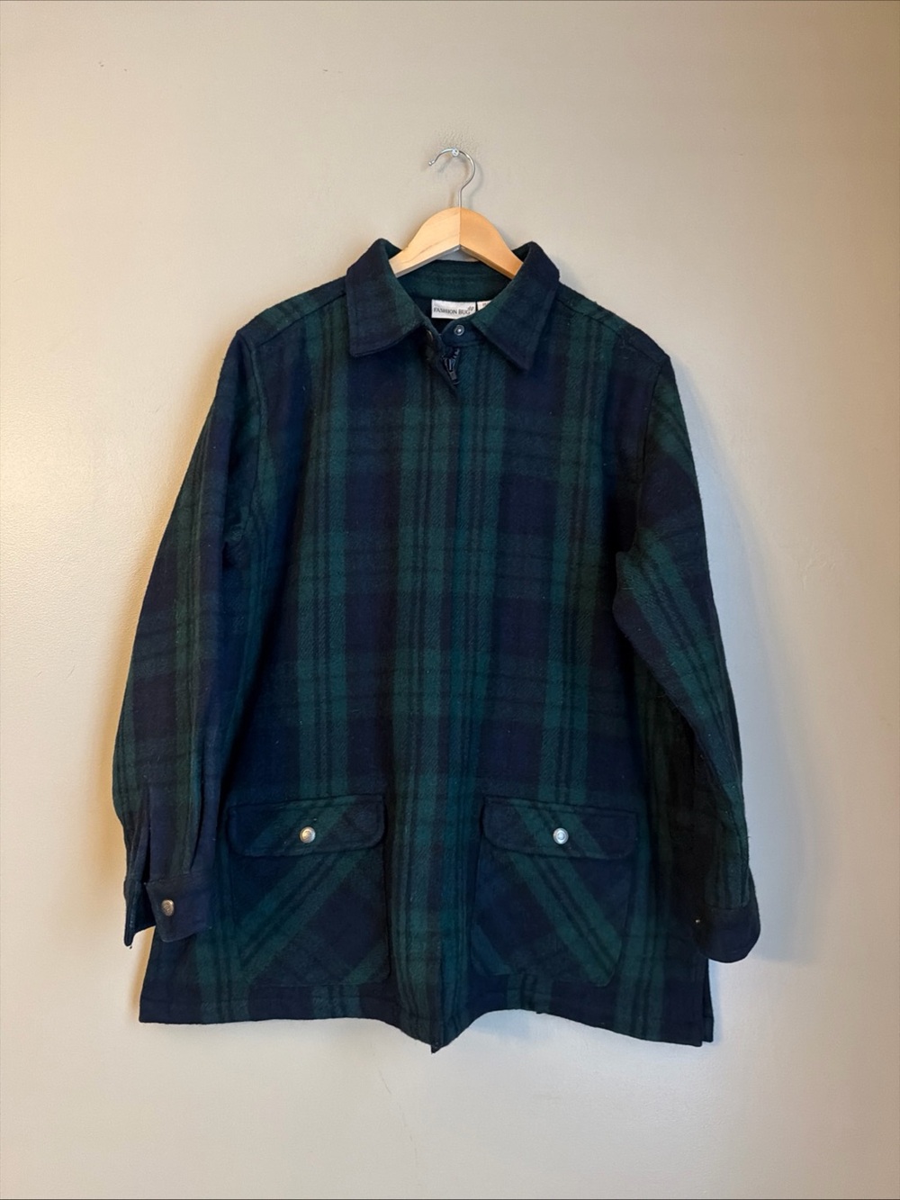 Vintage Fashion Bug Plaid Jacket Women 18/20w Wool Blend Barn Jacket Coat